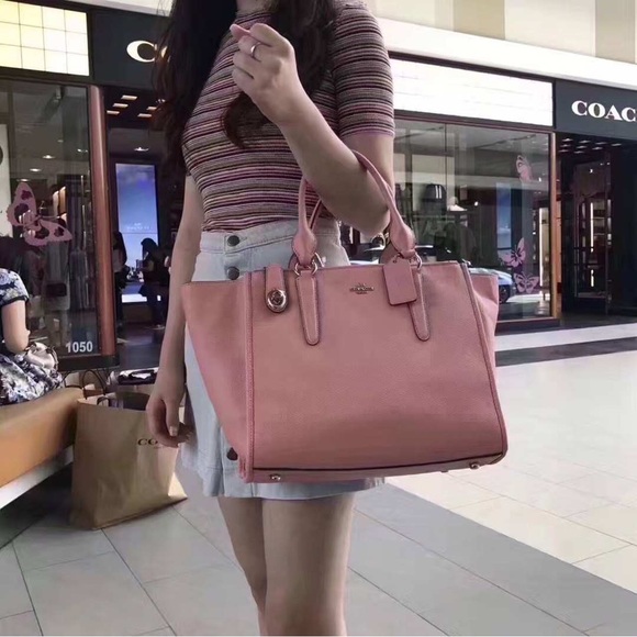 COACH 33995 CROSBY CROSSGRAIN LEATHER CARRYALL BAG SATCHEL PURSE Pink NEW - Picture 11 of 12